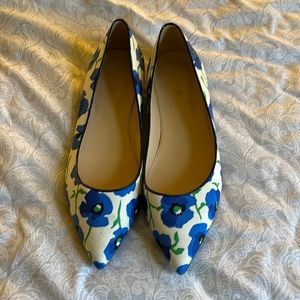 Blue floral j crew flats